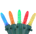 Multi (assorted) LED Icicle Lights on Green Wire 150 Bulbs