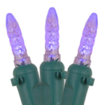 Purple LED Icicle Lights on Green Wire 150 Bulbs