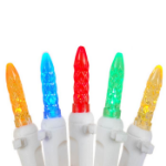 Multi (assorted) LED Icicle Lights on White Wire 150 Bulbs