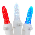 Red/White/Blue LED Icicle Lights on White Wire 150 Bulbs