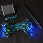 Multi Colored LED Solar Powered Lights 100 Light String Green Wire