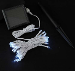 Pure White LED Solar Powered Lights 50 Light String White Wire
