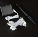 Warm White LED Solar Powered Lights 50 Light String White Wire