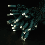 Twinkle LED Christmas Lights 50 LED Warm White 25' Long Green Wire