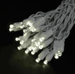 Twinkle LED Christmas Lights 50 LED Warm White 25' Long White Wire