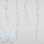 Pure White LED Icicle Lights on White Wire 150 Bulbs