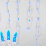 Blue LED Icicle Lights on White Wire 150 Bulbs
