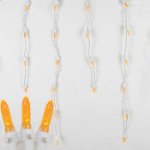 Orange (amber) LED Icicle Lights on White Wire 150 Bulbs