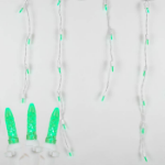 Green LED Icicle Lights on White Wire 150 Bulbs