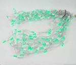 Green LED Icicle Lights on White Wire 150 Bulbs