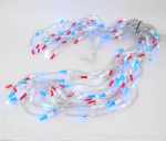 Red/White/Blue LED Icicle Lights on White Wire 150 Bulbs