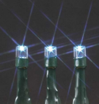 Pure White LED Solar Powered Lights 50 Light String Green Wire