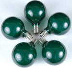 25 G50 Globe Light String Set with Green Bulbs on Green Wire 