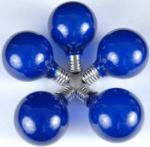 25 G50 Globe Light String Set with Blue Bulbs on Green Wire