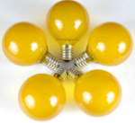 25 G50 Globe Light String Set with Yellow Bulbs on White Wire