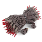 Red Christmas Mini Lights 100 Light 50 Feet Long on Brown Wire