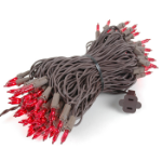 Red Christmas Mini Lights 100 Light 50 Feet Long on Brown Wire