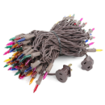 Multi Christmas Mini Lights 100 Light 50 Feet Long on Brown Wire