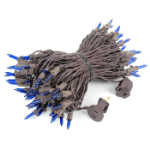 Blue Christmas Mini Lights 100 Light 50 Feet Long on Brown Wire