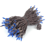 Blue Christmas Mini Lights 100 Light 50 Feet Long on Brown Wire