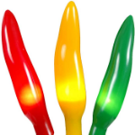 Red Green Yellow Fiesta Chili Pepper String lights 35 Count