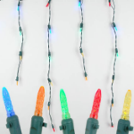 Multi (assorted) LED Icicle Lights on Green Wire 150 Bulbs