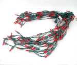 Red LED Icicle Lights on Green Wire 150 Bulbs