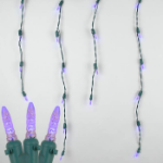 Purple LED Icicle Lights on Green Wire 150 Bulbs
