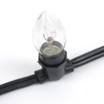 330' Black Commercial Grade Stringer on Candelabra (e12) Base Sockets