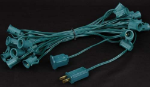 25 G50 Globe Light String Set with Black Light Bulbs (Very Dark Purple) on Green Wire