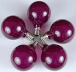 100 G50 Globe Light String Set with Purple Bulbs on Black Wire