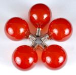 100 G50 Globe Light String Set with Orange Bulbs on Brown Wire