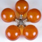 25 G50 Globe Light String Set with Orange Bulbs on Black Wire
