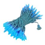 Blue 100 LED C6 Strawberry Mini Lights Commercial Grade Green Wire