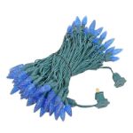 Blue 100 LED C6 Strawberry Mini Lights Commercial Grade Green Wire