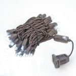 50 LED Pure White LED Christmas Lights 11' Long on Brown Wire