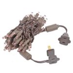 50 LED Pink LED Christmas Lights 11' Long on Brown Wire