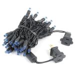 50 LED Blue LED Christmas Lights 11' Long on Black Wire