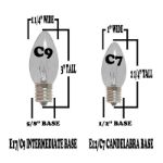 5 Pack Pure White Smooth Glass C9 LED Bulbs
