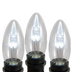 5 Pack Pure White Smooth Glass C9 LED Bulbs
