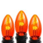 5 Pack Amber (Orange) Smooth Glass C9 LED Bulbs