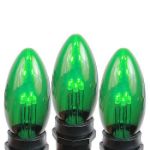 5 Pack Green Smooth Glass C9 LED Bulbs