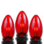 Red Smooth Glass C9 LED Bulbs - 25k