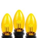 Yellow Smooth Glass C9 LED Bulbs - 25pk