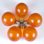 25 G40 Globe String Light Set with Orange Satin Bulbs on Green Wire