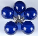 25 G40 Globe String Light Set with Blue Satin Bulbs on Brown Wire