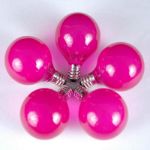 25 G40 Globe String Light Set with Pink Satin Bulbs on Brown Wire