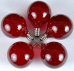 25 G40 Globe String Light Set with Red Satin Bulbs on Black Wire