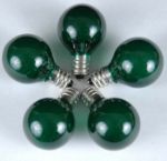 100 G30 Globe String Light Set with Green Satin Bulbs on Brown Wire