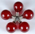 100 G30 Globe String Light Set with Red Satin Bulbs on Brown Wire